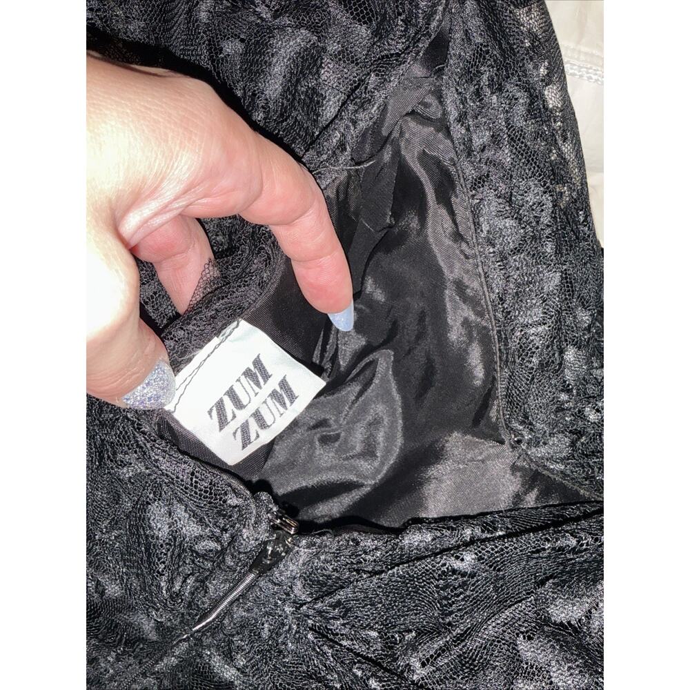 Vintage Black Lace Off Shoulder Gown Basque Waist Satin Event Dress Zum Zum 7/8 - Picture 10 of 13